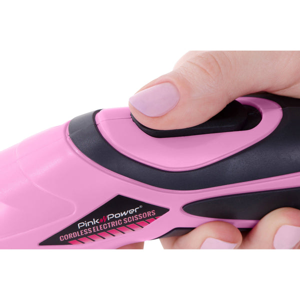Pink Power Electric Fabric Cutter - Cordless Craft Scissors for Cardboard, Carpet, Sewing, Crafts and Scrapbooking (Aqua Splash), Blue