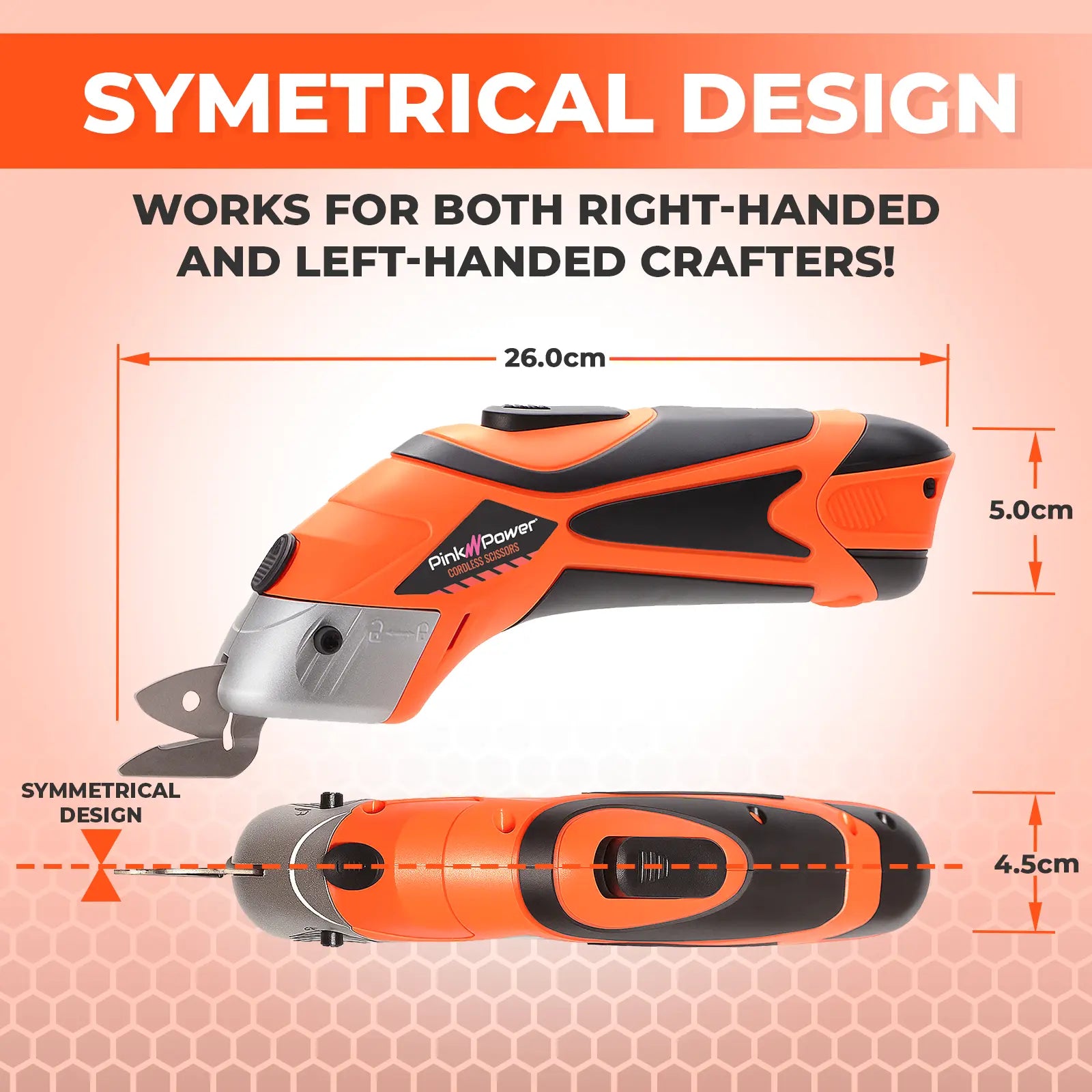 ORANGE CORDLESS FABRIC SCISSORS 4-VOLT LITHIUM ION