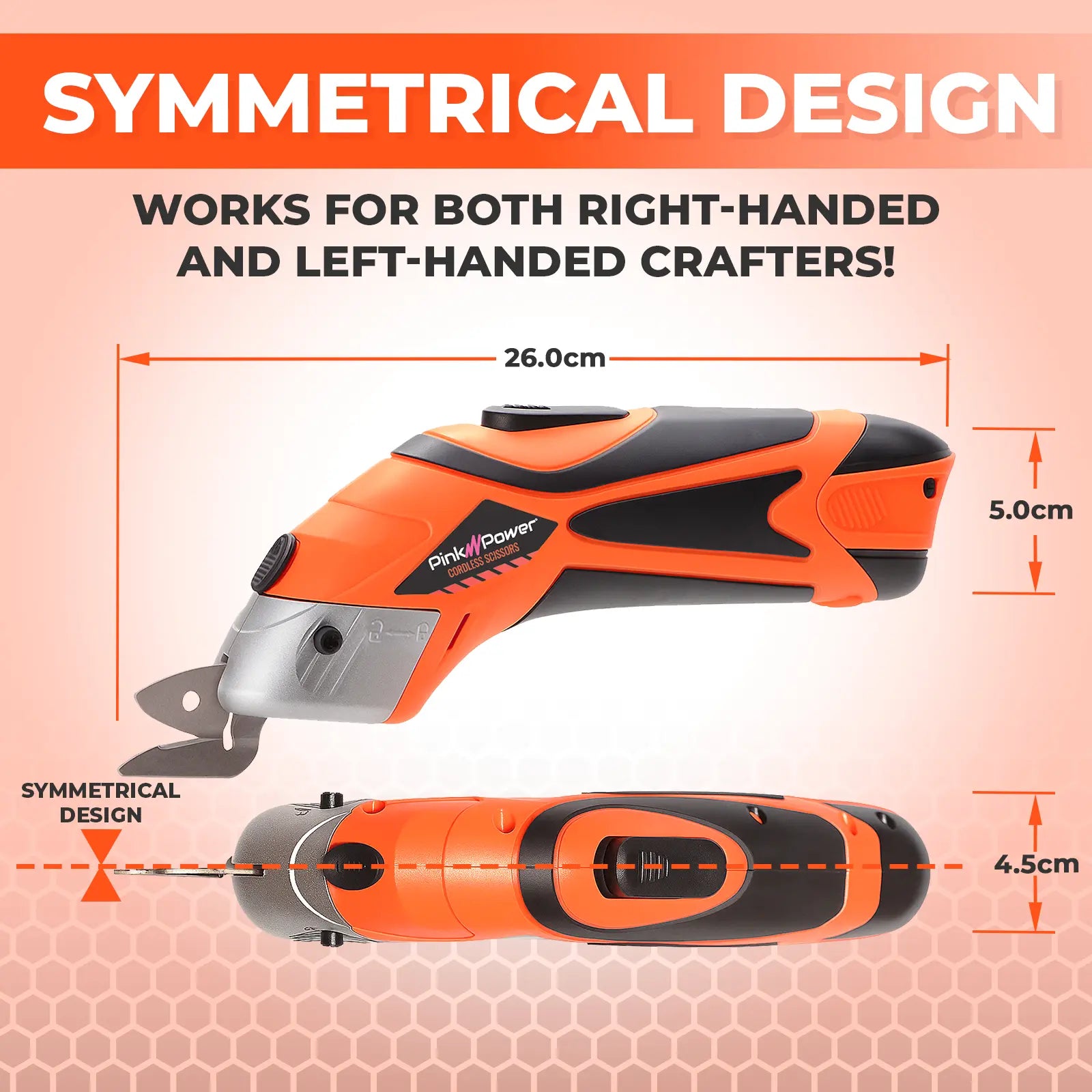 ORANGE CORDLESS FABRIC SCISSORS 4-VOLT LITHIUM ION
