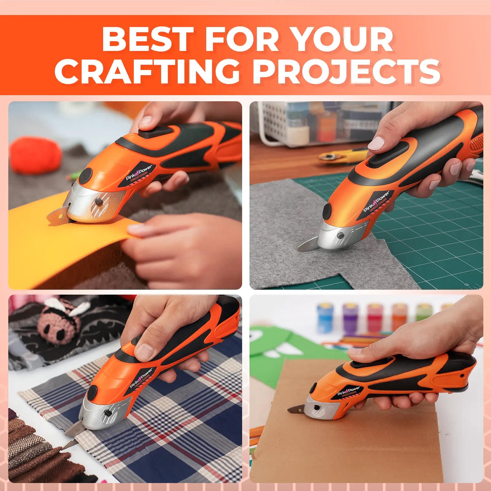 ORANGE CORDLESS FABRIC SCISSORS 4-VOLT LITHIUM ION