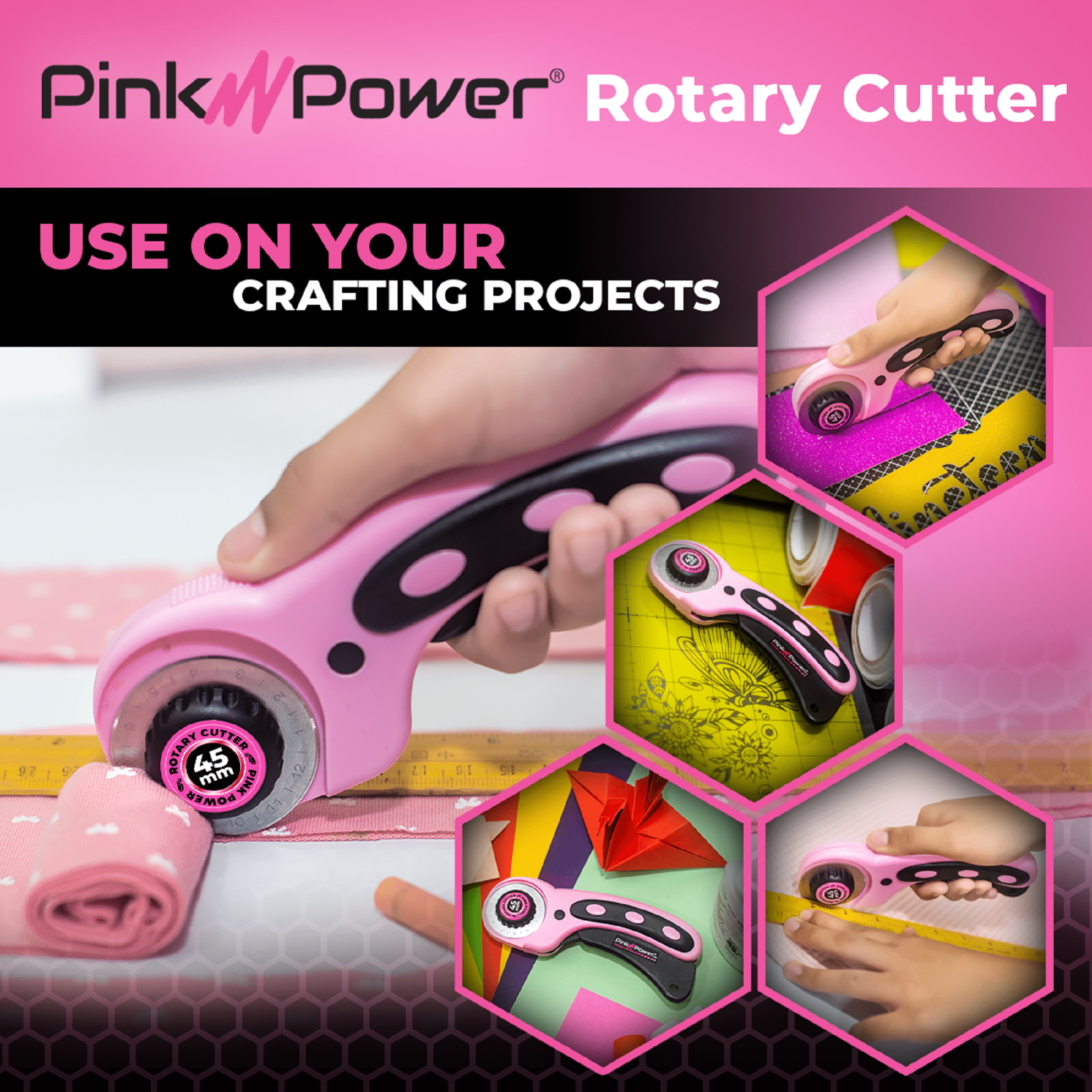 4-VOLT LITHIUM ION PINK CORDLESS FABRIC SCISSORS w/ ROTARY CUTTER Craft Item Pink Power 