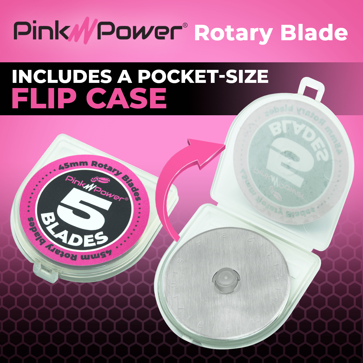10 Pack - 45mm Rotary Cutter Blades Pink Power 