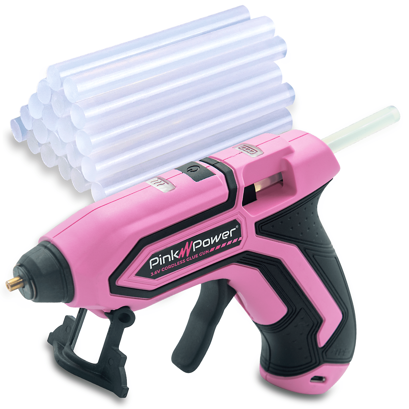 WORKPRO Cordless Hot Melt Glue Gun, Rechargeable Fast Preheating PINK - The  Family Flips
