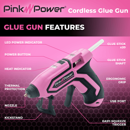 Cordless Glue Gun - PINK Craft Item Pink Power 