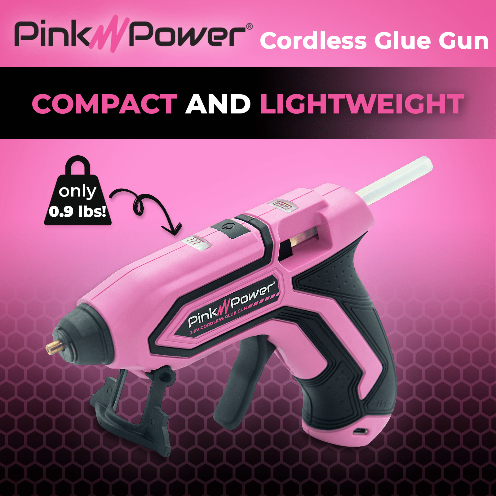 Cordless Glue Gun - PINK Craft Item Pink Power 
