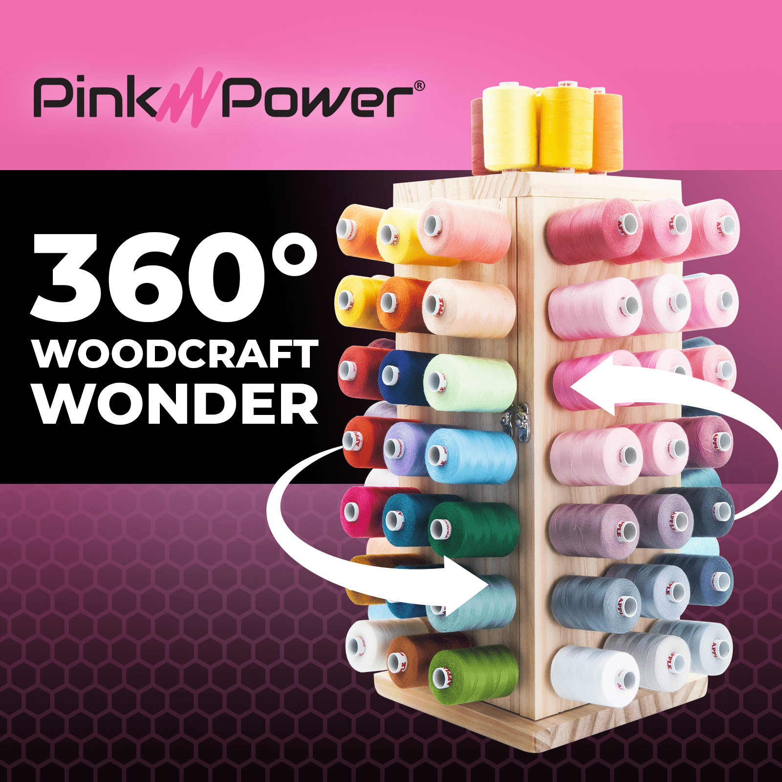 84-Spools Full Rotating Storage Rack Spool Rack Pink Power 