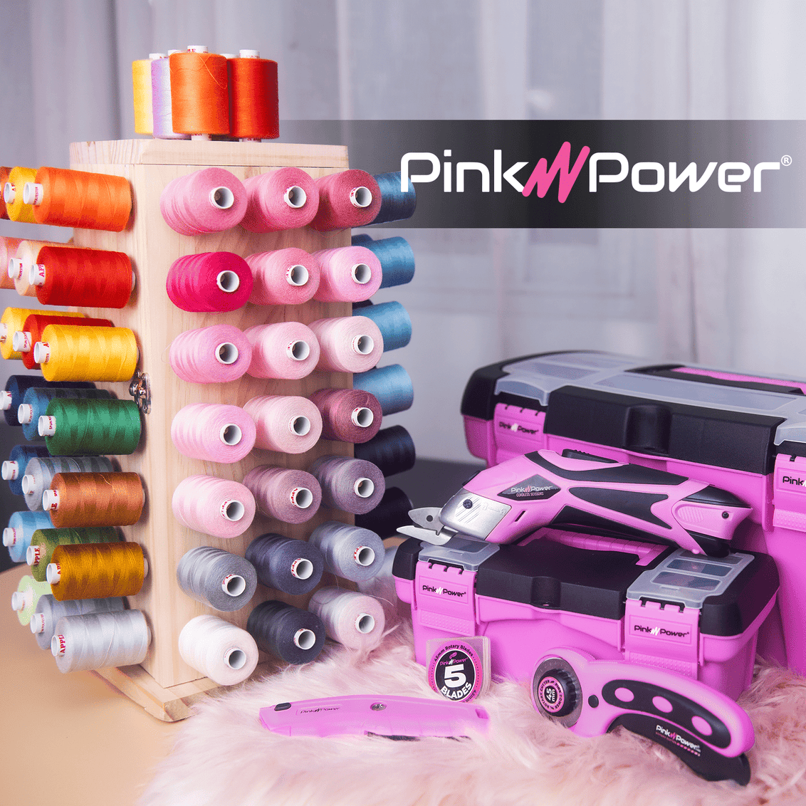 84-Spools Full Rotating Storage Rack – Pink Power