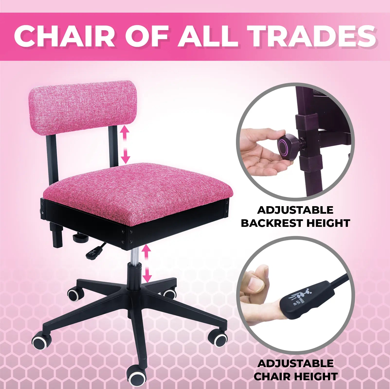 Pink Sewing Chair with Storage