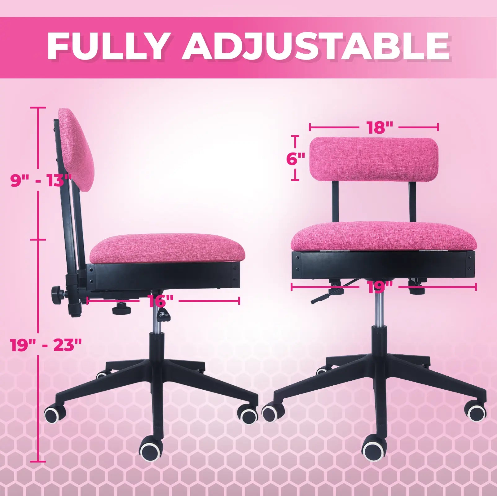 Pink Sewing Chair with Storage