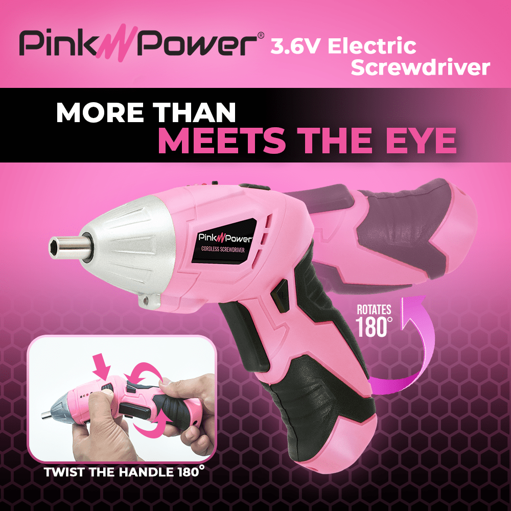 3.6-VOLT LITHIUM-ION CORDLESS SCREWDRIVER KIT Tool Kit Pink Power 