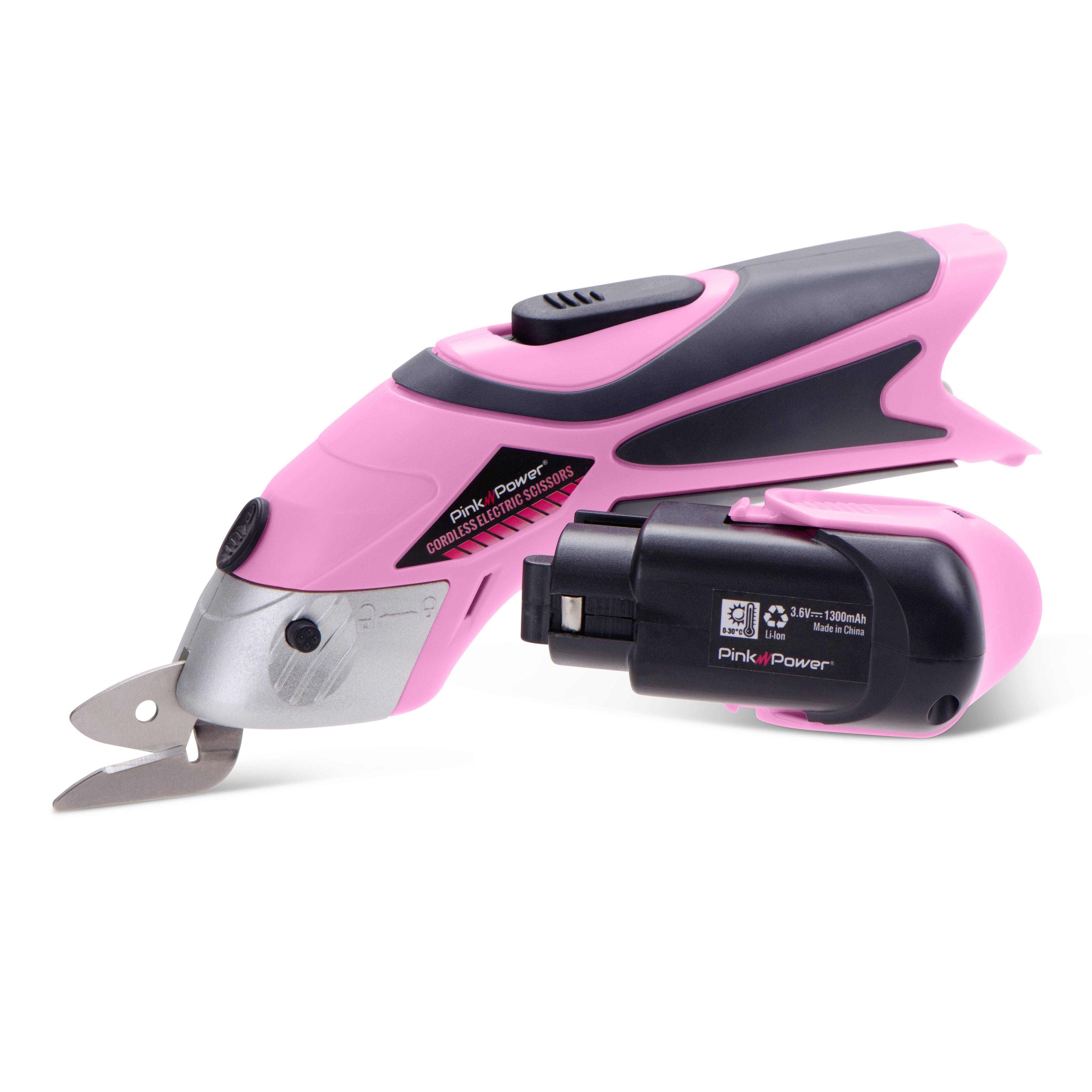 Pink Electric Cordless Scissors Fabric Cutter With Storage Case