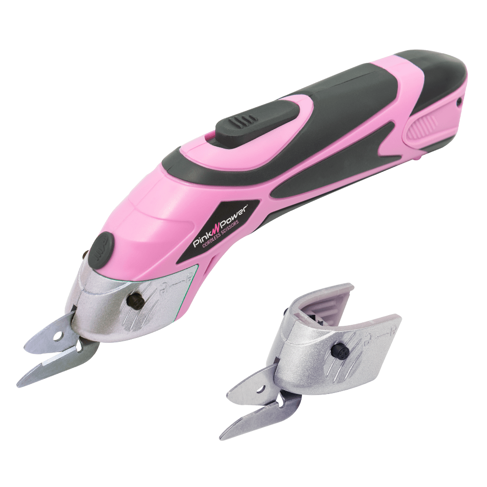 Pink Power Electric Fabric Scissors Box Cutter for Crafts, Sewing, Cardboard, Scrapbooking - Cordless Shears Cutting Tool