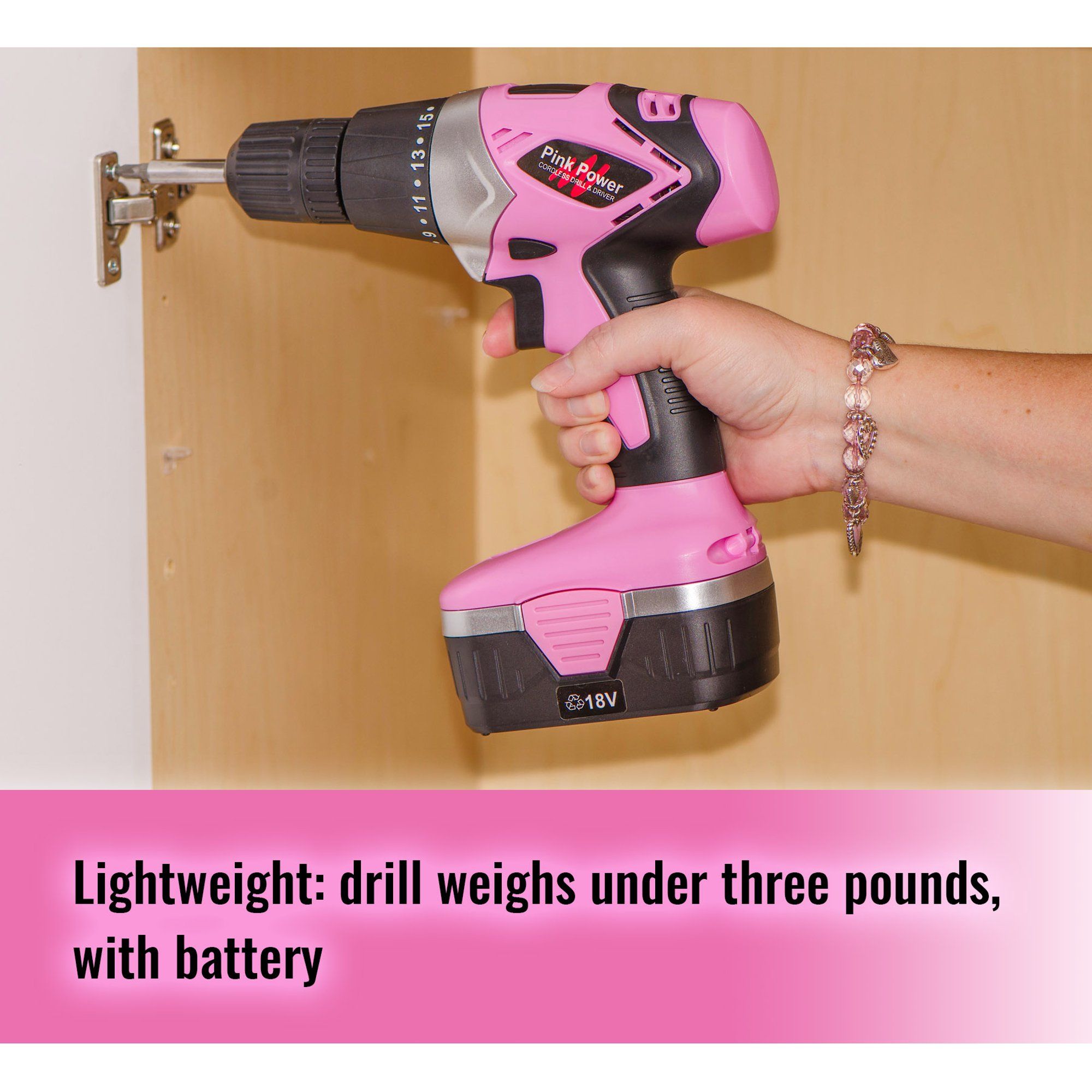 PP182 18-Volt NiCad Cordless Drill Kit | Pink Power