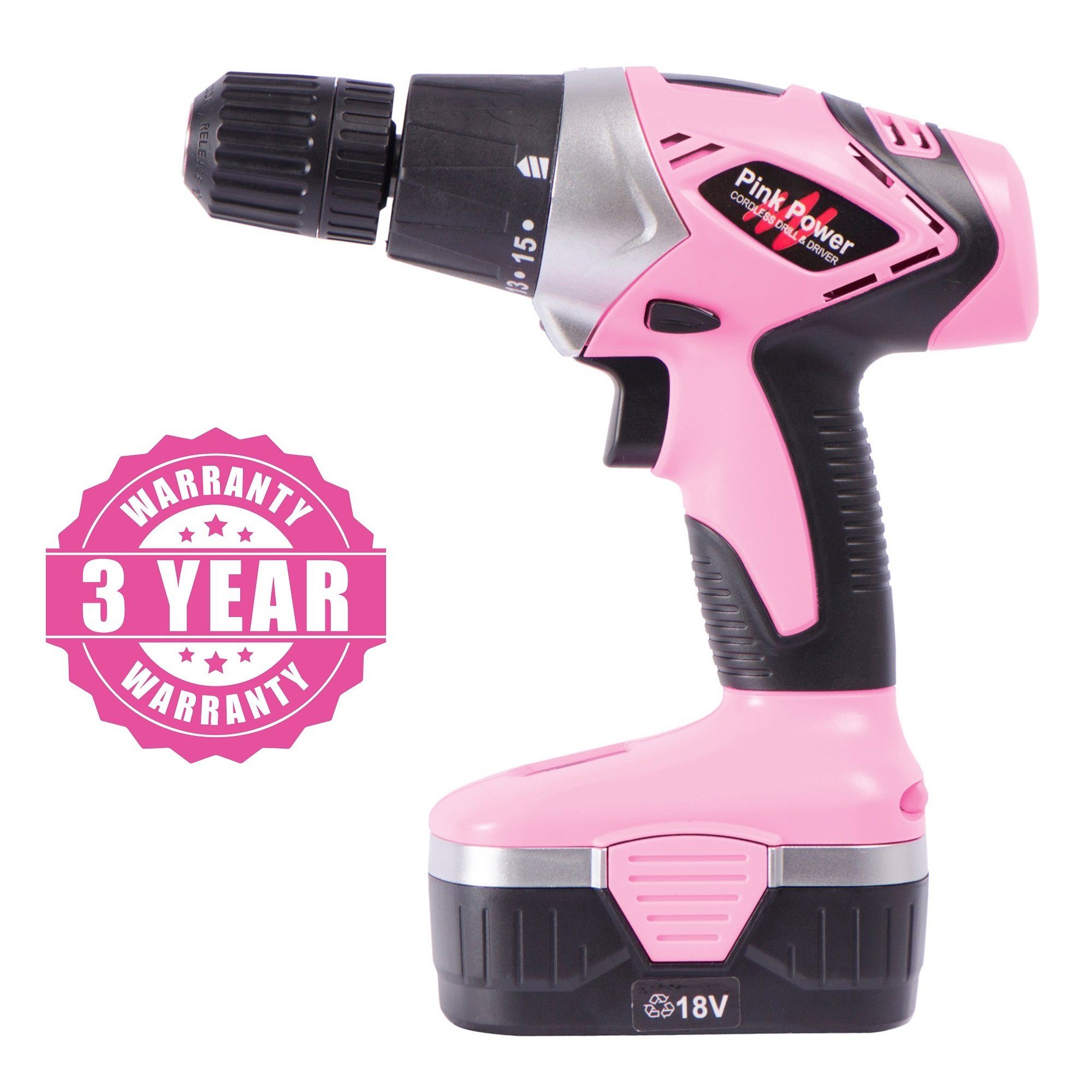 PP182 18-Volt NiCad Cordless Drill Kit | Pink Power