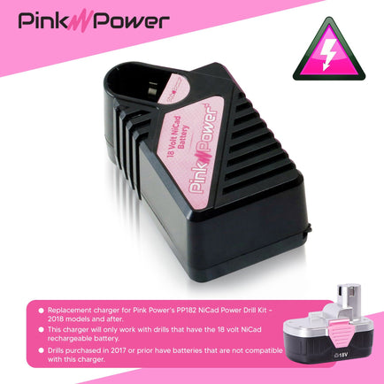 18-VOLT PP182 NICAD DRILL REPLACEMENT CHARGER Pink Power