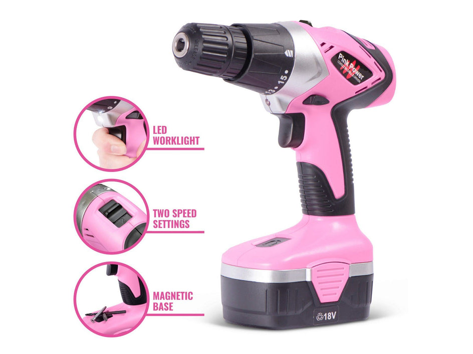 Pink Power Drill features