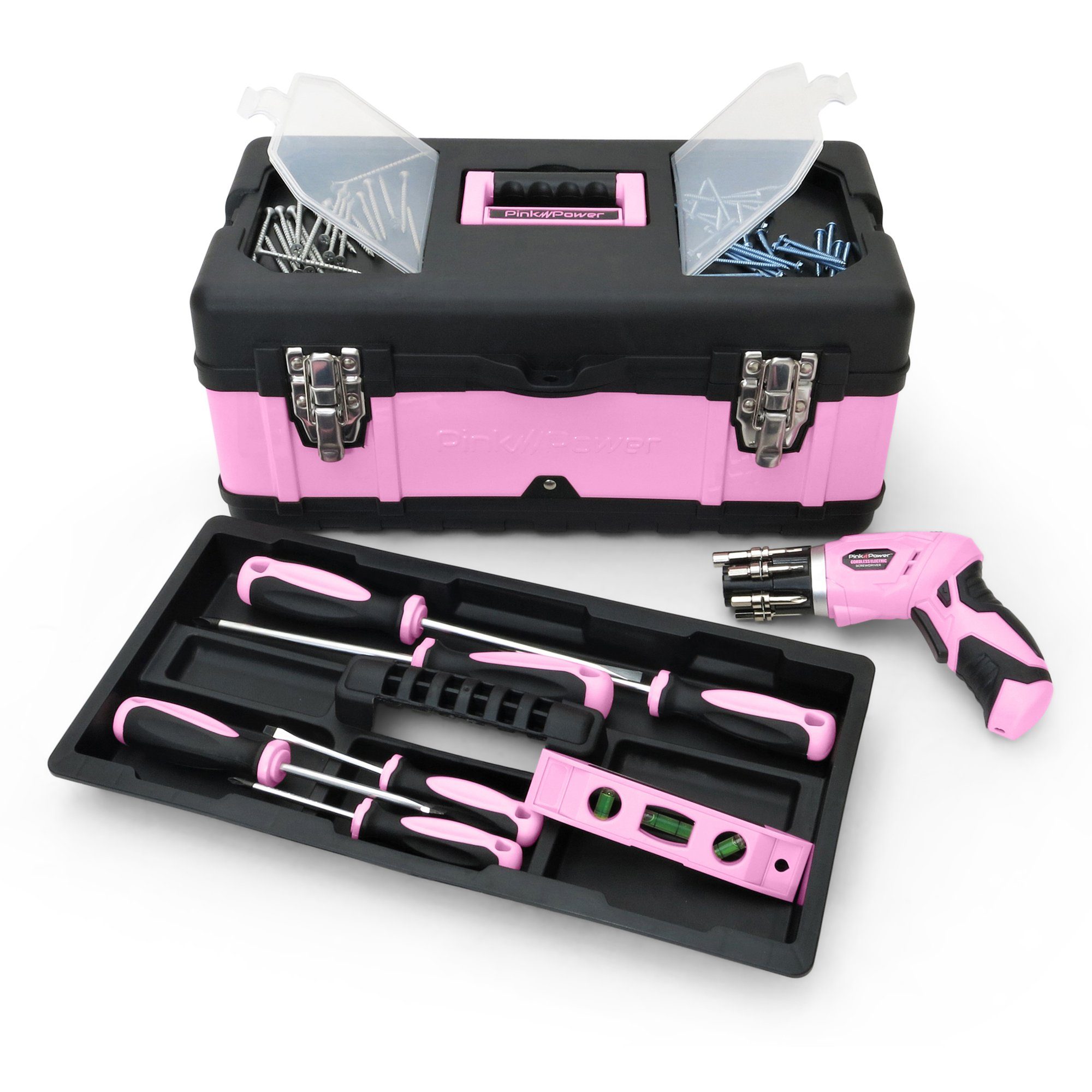 Pink Tool Box, Pink Toolset with Drill, Pink Tool Totes - BuyToolBags