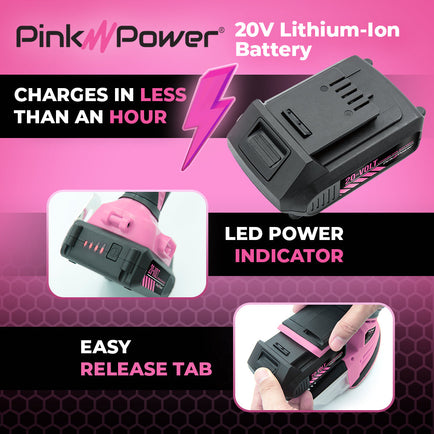 PP202 20-Volt Lithium-Ion Battery Pack Pink Power 