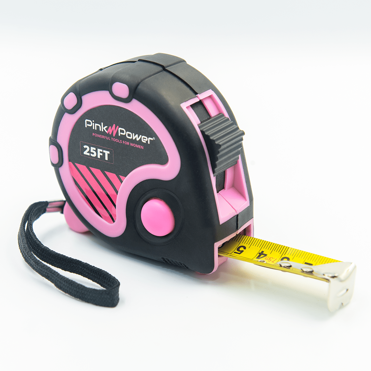 Pink Power 25ft Pink Tape Measure - Pink Measuring Tape Measure for Womens Tool Kit with Retractable Blade and Lock Button - Girls Tape Measure for