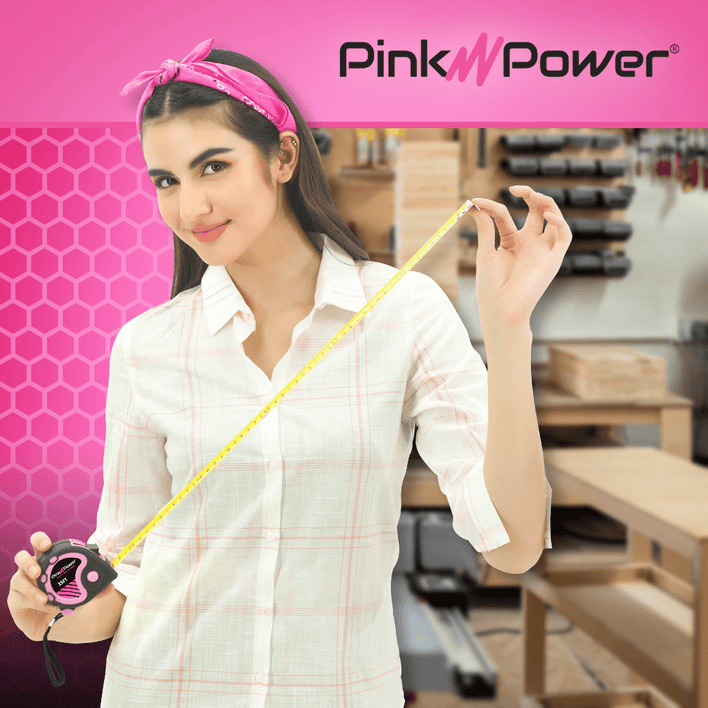25FT RETRACTABLE TAPE MEASURE Tape Measures Pink Power 