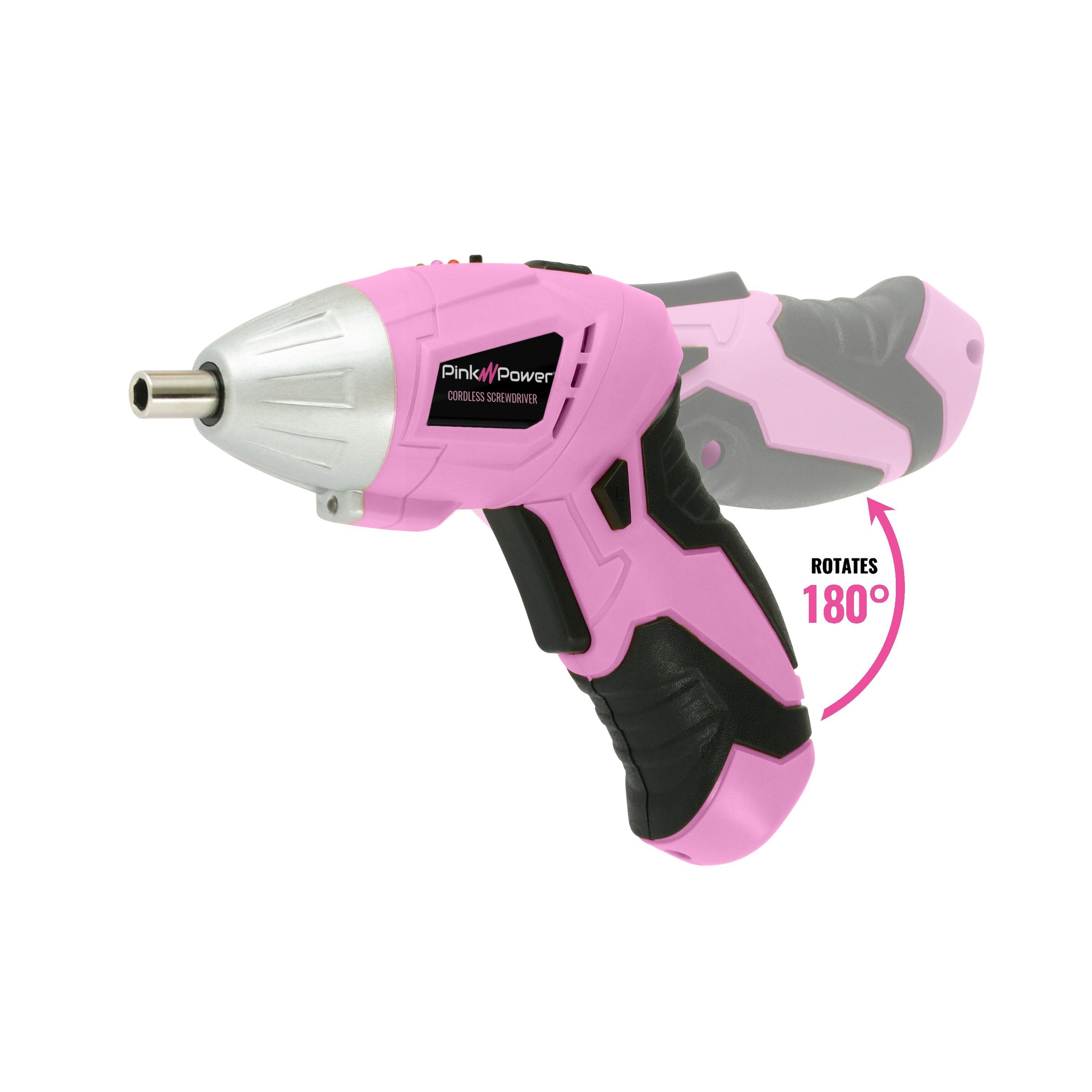 Bielmeier Pink Electric Screwdriver Kit 5N.m, 4V Lithium Ion Battery Cordless Screwdriver Rechargeable with LED Light and USB C